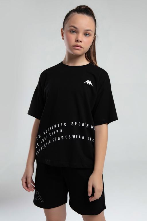 Siyah Authentic Kaley Kız Çocuk Siyah Regular Fit Tişört - KAPPA® Türkiye