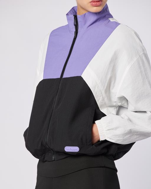 Siyah Andyse Kadın Siyah-Beyaz-Mor Comfort Fit Yağmurluk - KAPPA® Türkiye