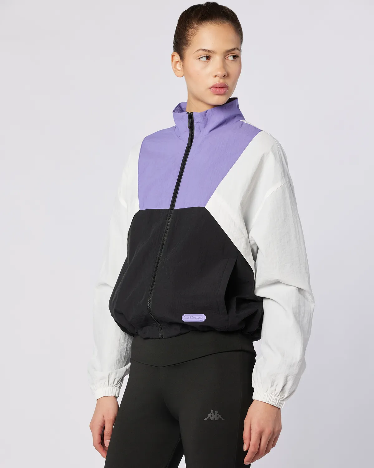 Siyah Andyse Kadın Siyah-Beyaz-Mor Comfort Fit Yağmurluk