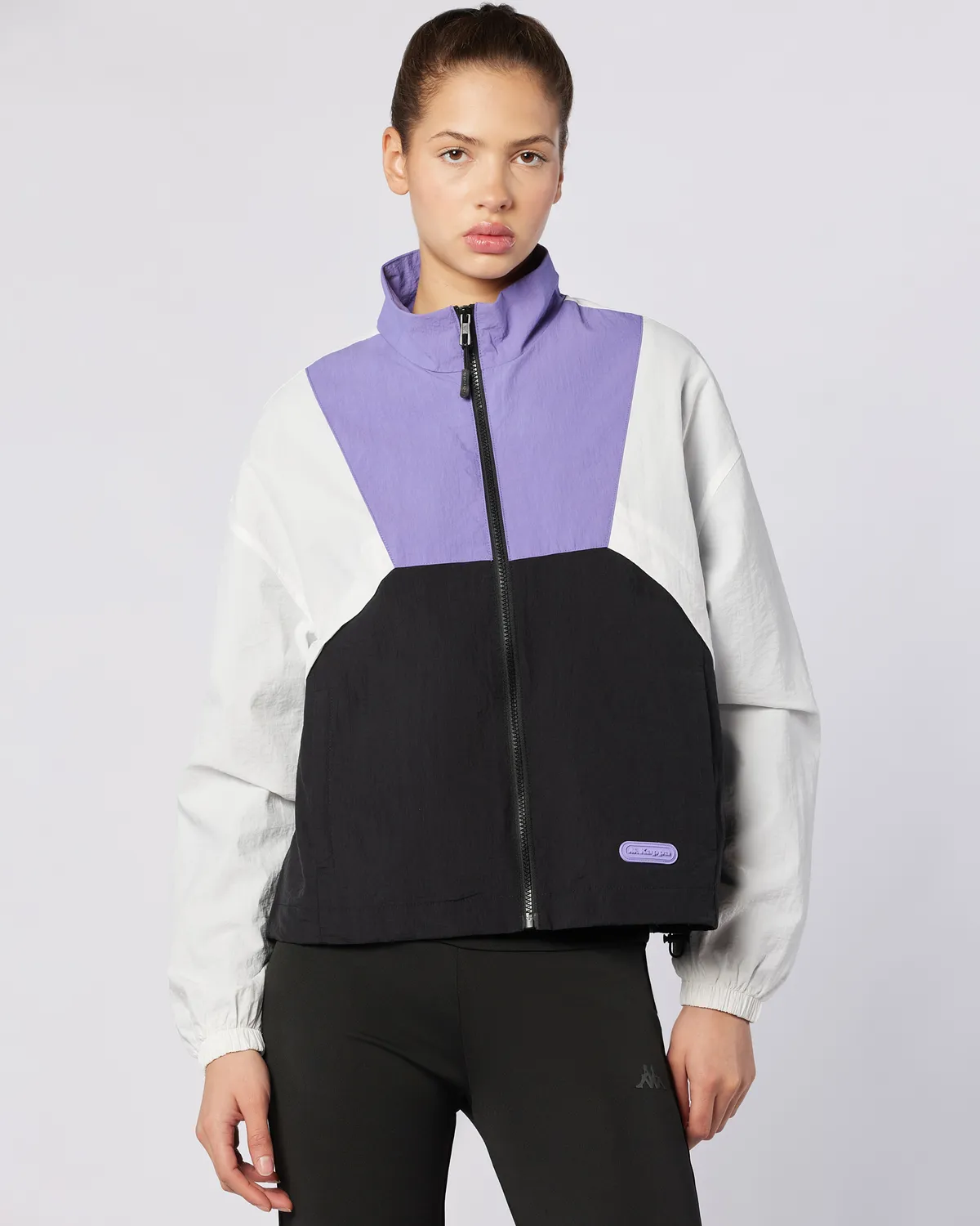 Siyah Andyse Kadın Siyah-Beyaz-Mor Comfort Fit Yağmurluk