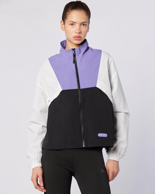 Siyah Andyse Kadın Siyah-Beyaz-Mor Comfort Fit Yağmurluk - KAPPA® Türkiye