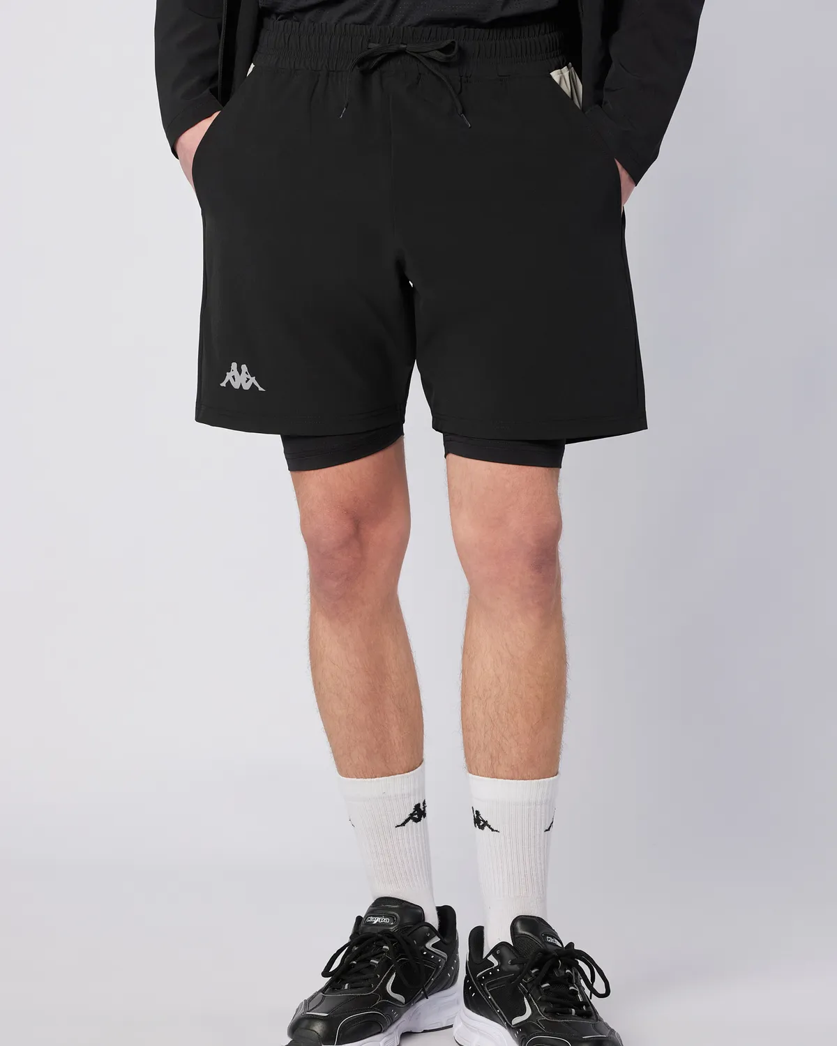 Siyah Midtown Double Short Erkek Siyah-Gri Regular Fit Taytlı Şort