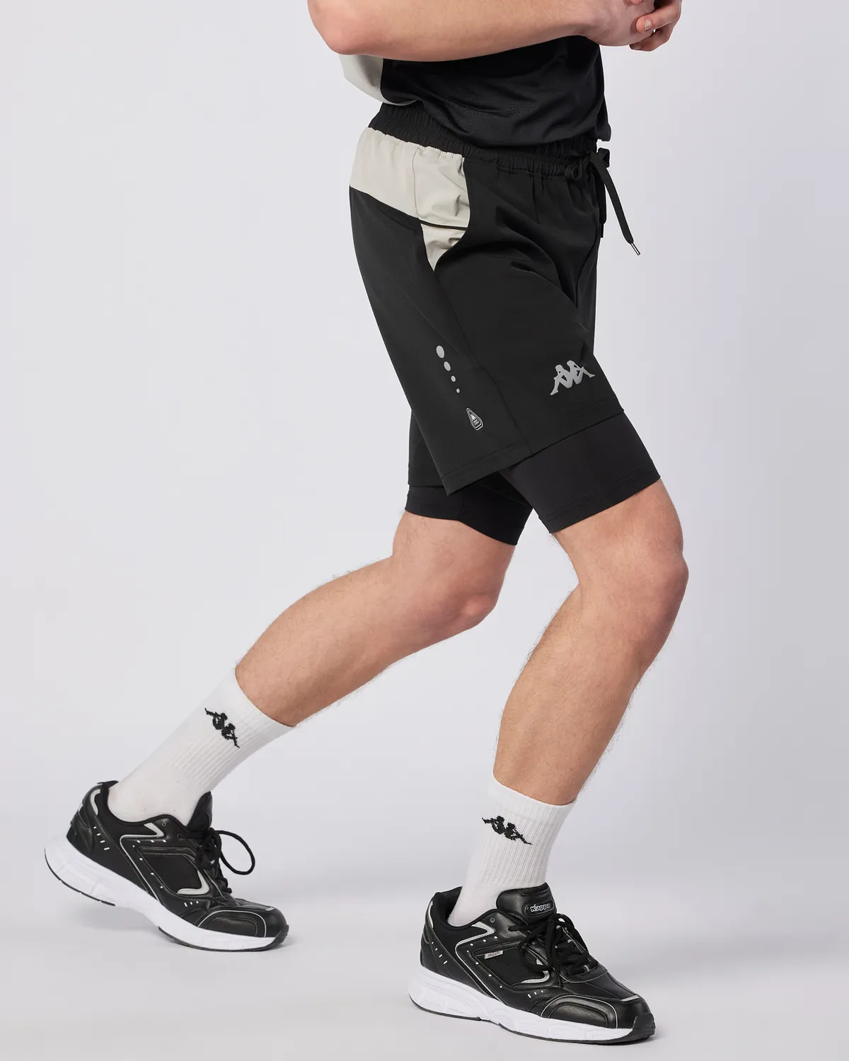 Siyah Midtown Double Short Erkek Siyah-Gri Regular Fit Taytlı Şort