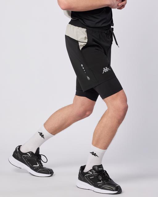 Siyah Midtown Double Short Erkek Siyah-Gri Regular Fit Taytlı Şort - KAPPA® Türkiye