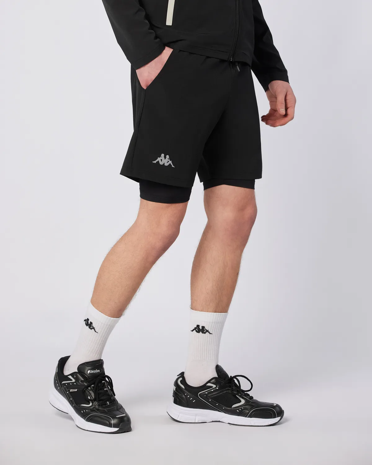 Siyah Midtown Double Short Erkek Siyah-Gri Regular Fit Taytlı Şort