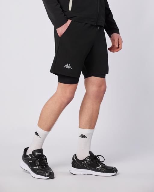 Siyah Midtown Double Short Erkek Siyah-Gri Regular Fit Taytlı Şort - KAPPA® Türkiye