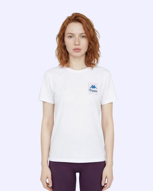 Beyaz Logo Carla Kadın Beyaz Oversize Tişört - KAPPA® Türkiye