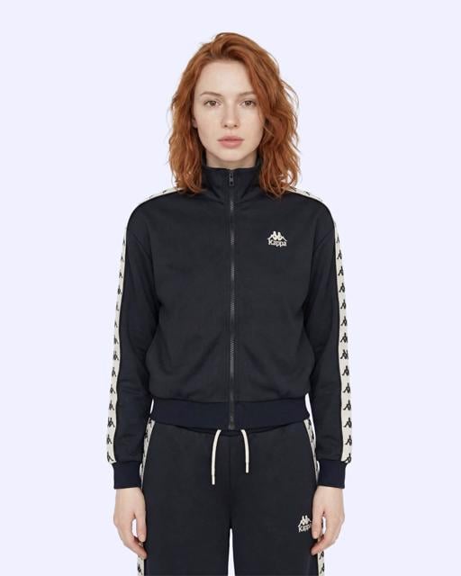 Siyah Alber Full Zip Kadın Siyah Regular Fermuarlı Eşofman Üstü - KAPPA® Türkiye