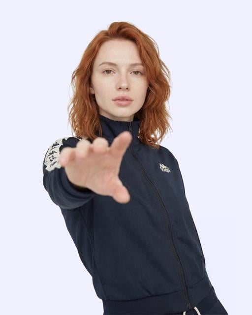 Siyah Alber Full Zip Kadın Siyah Regular Fermuarlı Eşofman Üstü - KAPPA® Türkiye