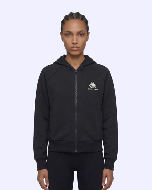 Siyah Milas Full Zip Kadın Siyah Regular Fermuarlı Eşofman Üstü - KAPPA® Türkiye