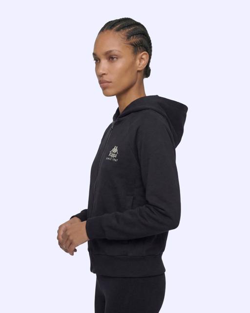 Siyah Milas Full Zip Kadın Siyah Regular Fermuarlı Eşofman Üstü - KAPPA® Türkiye