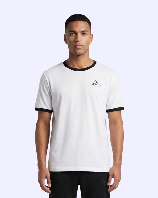 Beyaz Logo Pawel Erkek Beyaz-Siyah Regular Tişört - KAPPA® Türkiye