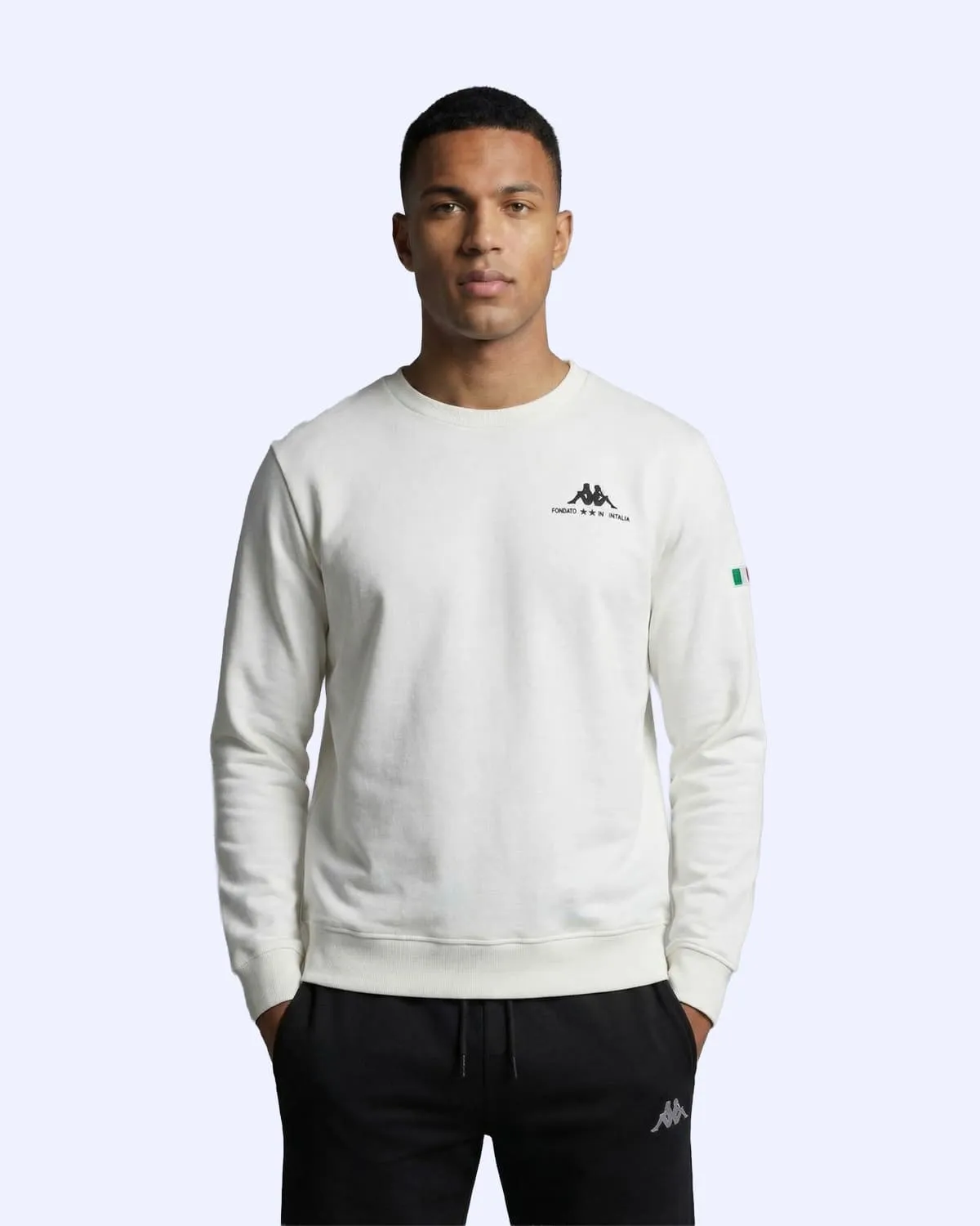 Beyaz Talie Crewneck Erkek Beyaz Regular Sweatshirt