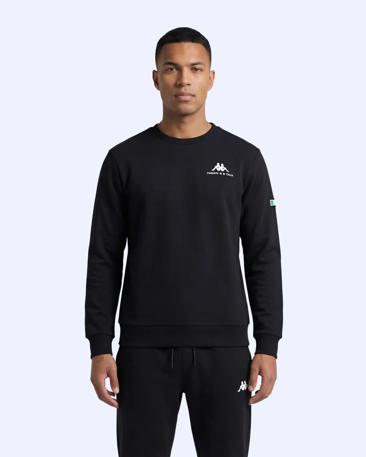 Siyah Talie Crewneck Erkek Siyah Regular Sweatshirt