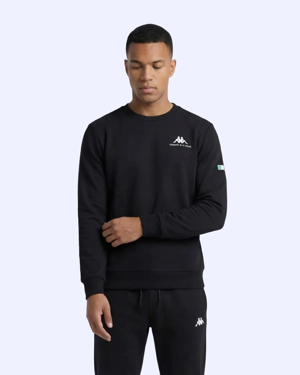 Siyah Talie Crewneck Erkek Siyah Regular Sweatshirt
