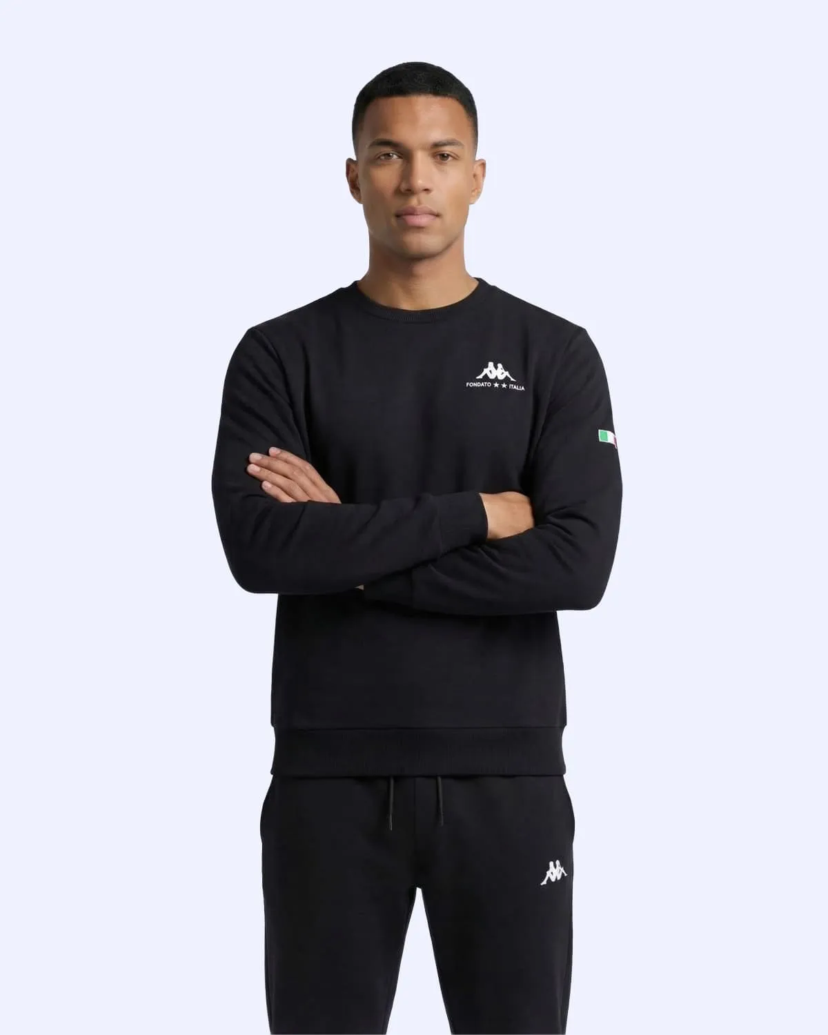 Siyah Talie Crewneck Erkek Siyah Regular Sweatshirt